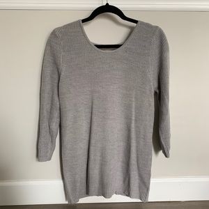 Gray Lace Back Sweater